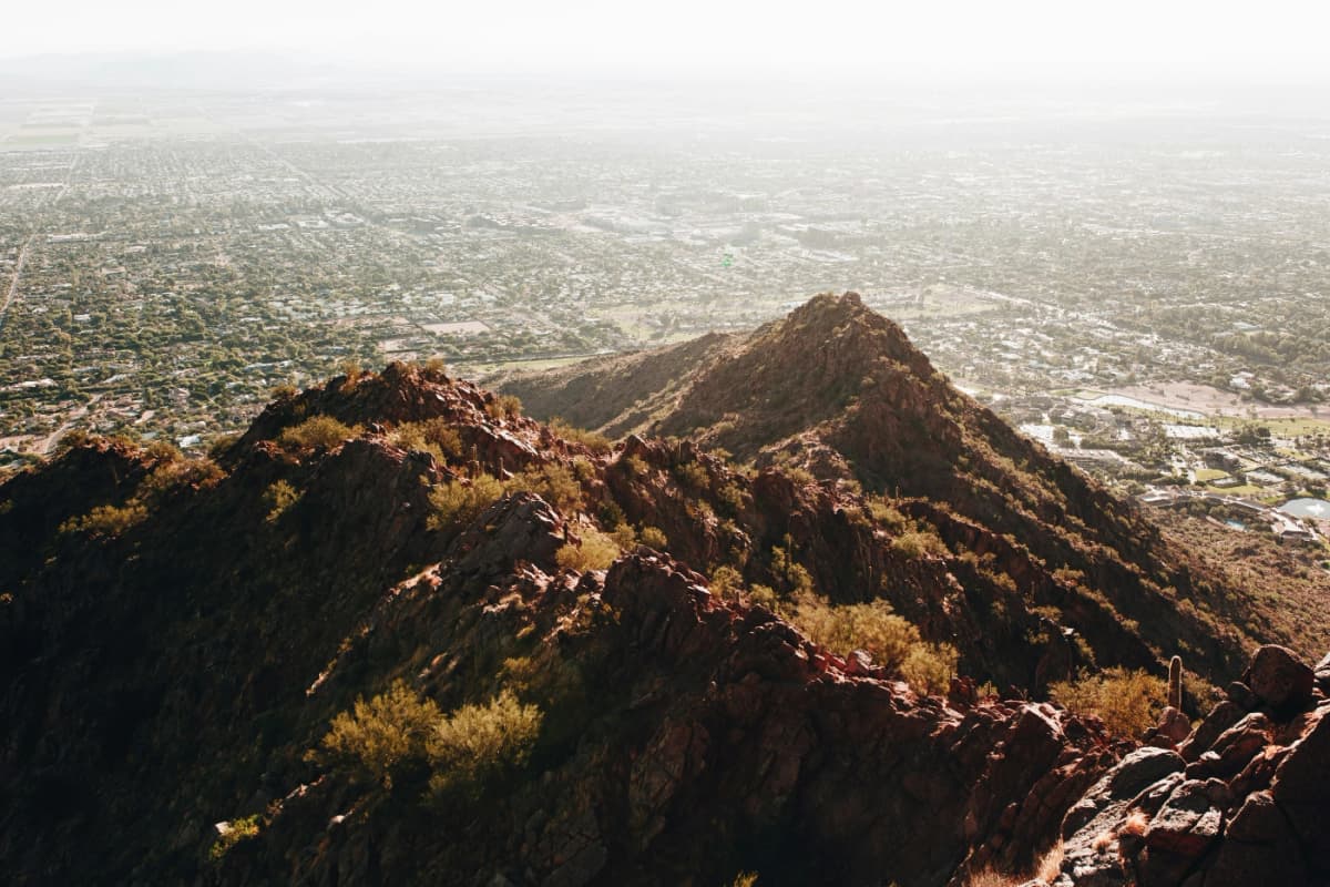 Aerial photography of Camelback Mountain in Phoeinx AZ